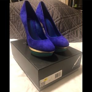B Brian Atwood Purple Suede Pumps